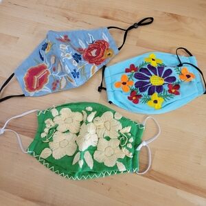 Mexicana Bundle Three Embroidered Floral Facecovering Mask